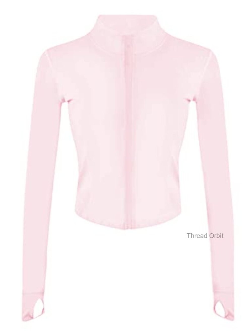 Slim Fit Cropped Zip Up Athletic Jacket with Thumb Holes Running Workout